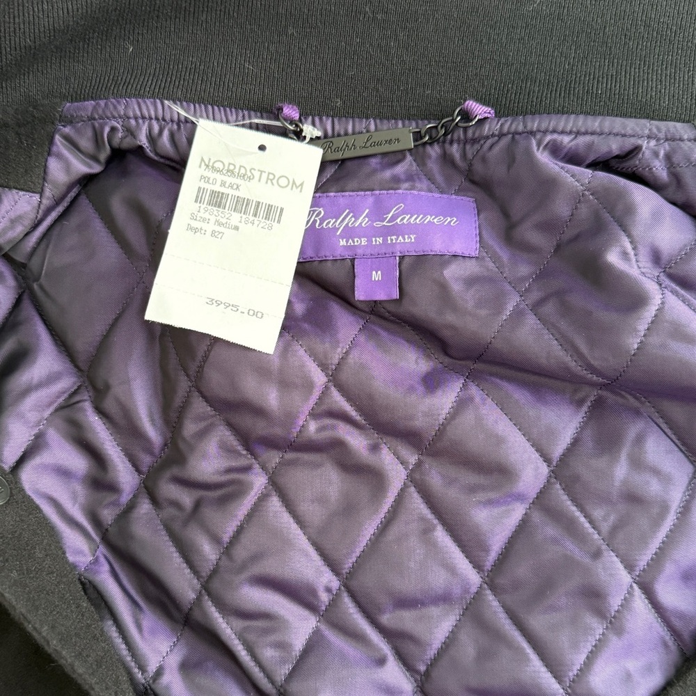 ‼️SOLD ‼️Ralph Lauren Men Yankees Cashmere Jacket Medium M Black Purple Labe - Picture 3 of 15
